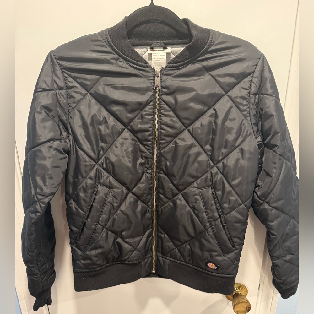Dickies Quilted Bomber Jacket Black Cropped Workwear Streetwear Women’s Small